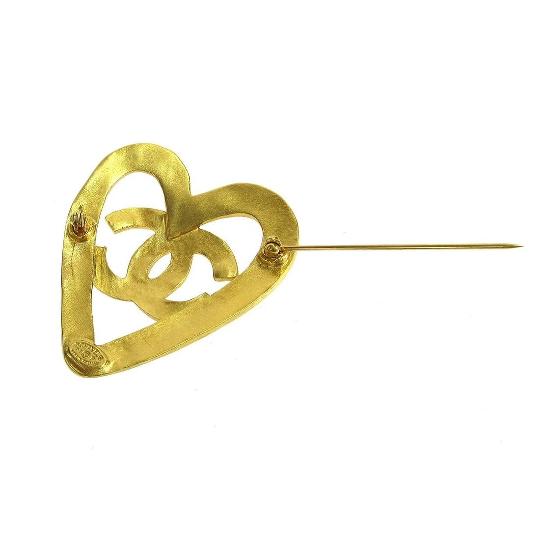 CHANEL HEART BROOCH GOLD - 2