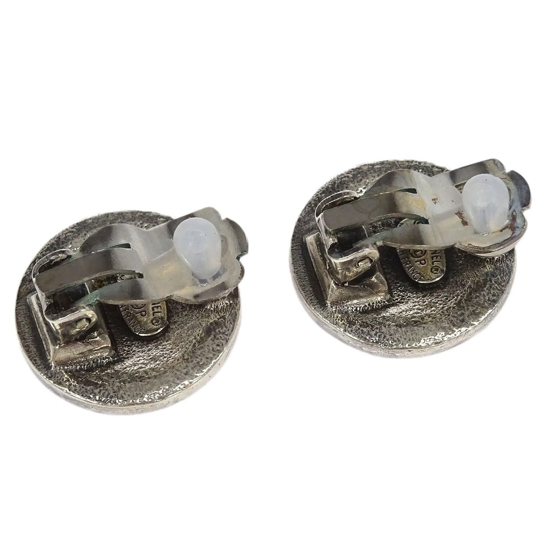 CHANEL BUTTON EARRINGS CLIP-ON SILVER - 3