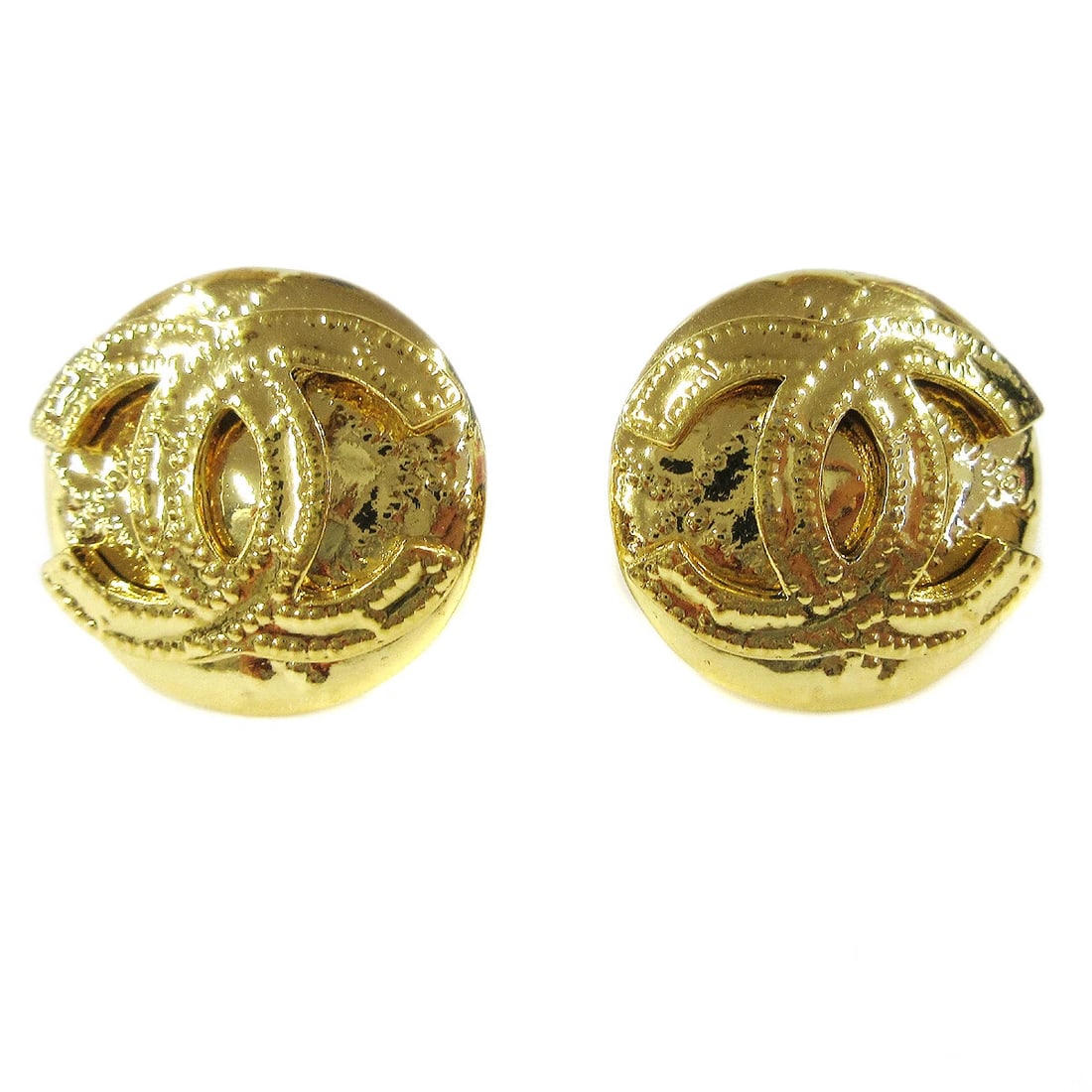 CHANEL BUTTON EARRINGS CLIP-ON GOLD (1 of 2)