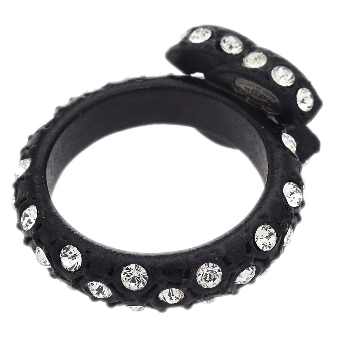 CHANEL RING BLACK RHINESTONE - 2