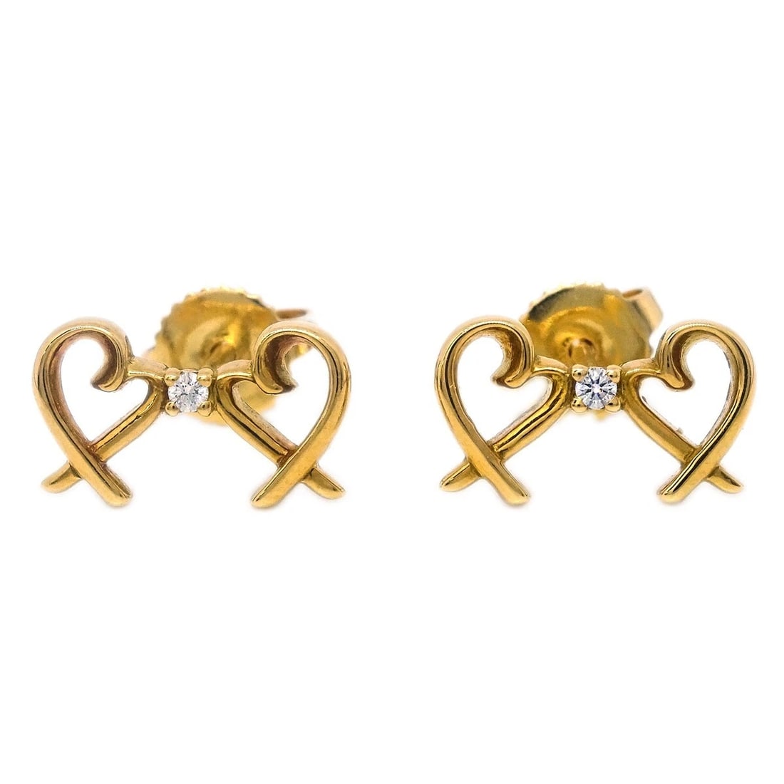 TIFFANY & CO. DOUBLE LOVING HEART PIERCED EARRINGS: Tiffany & Co. Double Loving Heart Pierced Earrings Brand: Tiffany & Co. Type/Style: Earrings Material: Au750, Color: Gold Size: W 1.1 x H 0.6 cm Accessories: None Accessories Notice: When