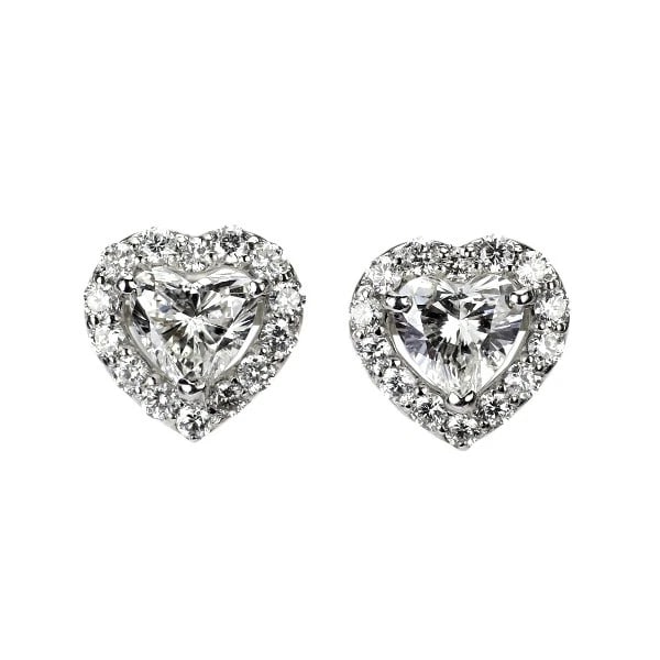 BRAND NEW PT950/ PT900 HEART SHAPE DIAMOND EARRINGS: Brand New Pt950/ Pt900 Heart Shape Diamond Earrings Brand: None Type/Style: piercing Material: Metal Purity 900, Metal Platinum, Main Stone/Creation Natural Color: None Size: