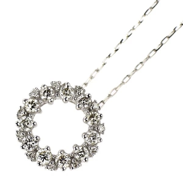 K18WG DIAMOND PENDANT NECKLACE: K18WG DIAMOND PENDANT NECKLACE Brand: None Type/Style: Pendant Necklace Material: Metal Purity K18, Metal Gold, Main Stone/Creation Natural Color: White Gold Size: Necklace: Chain Length 40