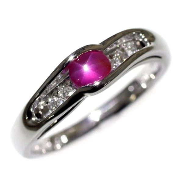 PT900 STAR RUBY DIAMOND RING: Pt900 Star Ruby Diamond Ring Brand: None Type/Style: Ring Material: Metal Purity 900, Metal Platinum, Main Stone/Creation Ruby Color: None Size: 6 US Accessories: None Accessories Notice: