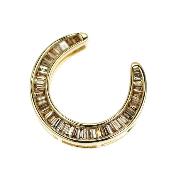 K18YG CRESCENT HORSE SHOE HORSESHOE DIAMOND PENDANT: K18YG Crescent Horse Shoe Horseshoe Diamond Pendant Brand: None Type/Style: pendant top Material: Metal Purity K18, Metal Gold, Main Stone/Creation Natural Color: None Size: