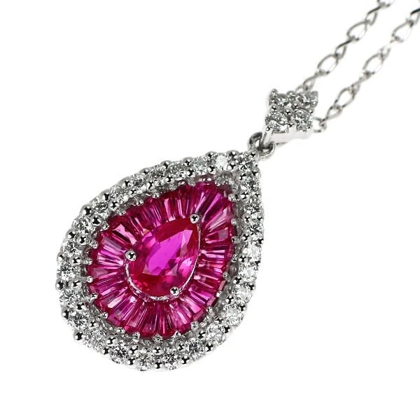 K18WG RUBY DIAMOND PENDANT NECKLACE (1 of 2)