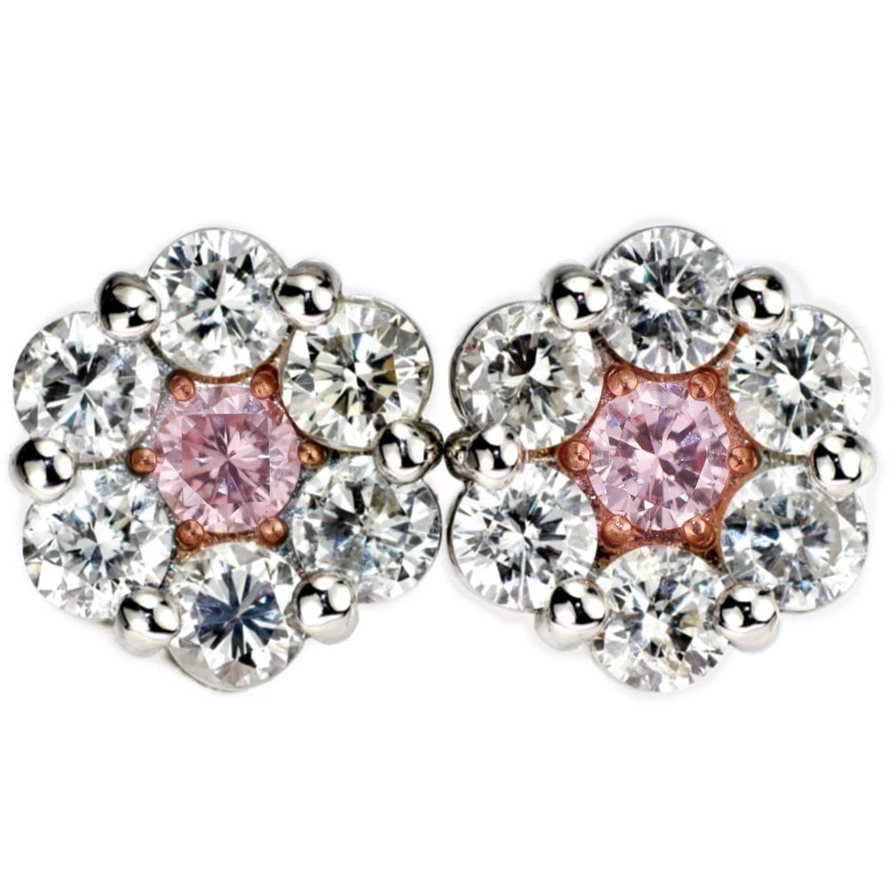 BRAND NEW RARE PT900 NATURAL PINK DIAMOND EARRINGS: Brand New Rare Pt900 Natural Pink Diamond Earrings Brand: None Type/Style: piercing Material: Metal Purity None, Metal Pt900, Main Stone/Creation Natural Color: None Size: