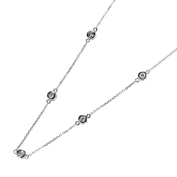 K18WG DIAMOND STATION NECKLACE: K18WG DIAMOND STATION NECKLACE Brand: None Type/Style: Necklaces Material: Metal Purity K18, Metal Gold, Main Stone/Creation Natural Color: White Gold Size: Necklace: Chain Length 42