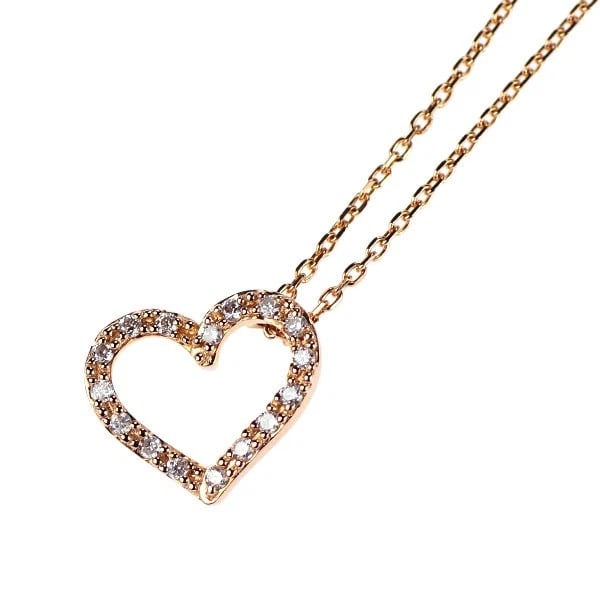 4? K18PG DIAMOND PENDANT NECKLACE HEART (1 of 2)