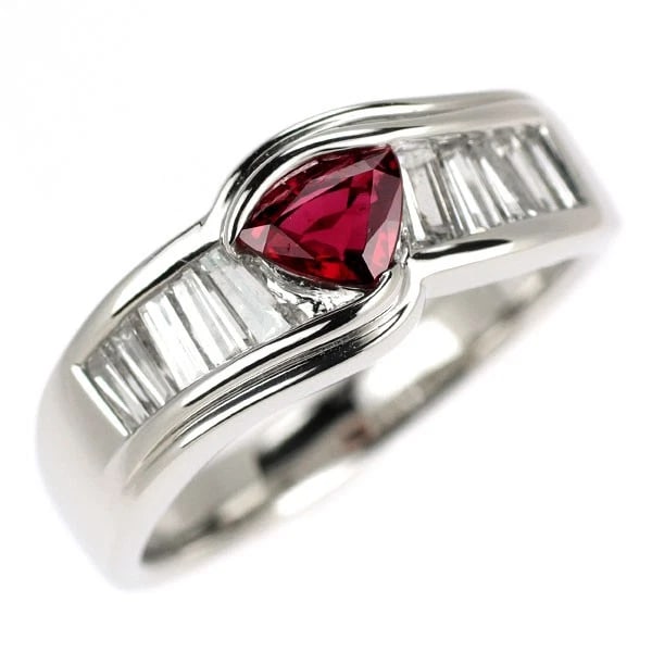 PT900 RUBY DIAMOND RING: Pt900 ruby diamond ring Brand: None Type/Style: Ring Material: Metal Purity None, Metal Pt900, Main Stone/Creation Ruby Color: None Size: 6.25 - 6.5 US Accessories: None Accessories Notice: