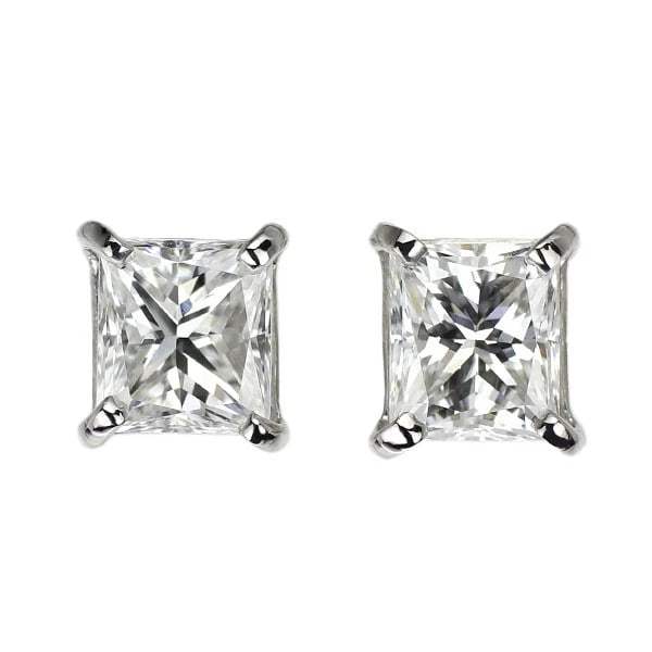 BRAND NEW PT900 PRINCESS CUT DIAMOND EARRINGS: Brand New Pt900 Princess Cut Diamond Earrings Brand: None Type/Style: piercing Material: Metal Purity None, Metal Pt900, Main Stone/Creation Natural Color: None Size: Length/Width/Diameter5.3 
