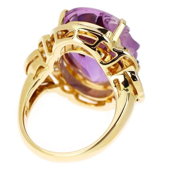 K18YG AMETHYST DIAMOND RING - 3