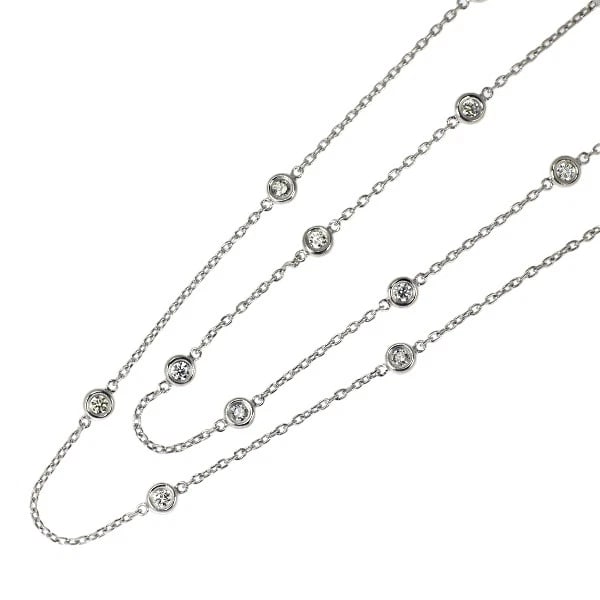 K18WG DIAMOND STATION NECKLACE: K18WG Diamond Station Necklace Brand: None Type/Style: Necklaces Material: Metal Purity K18, Metal Gold, Main Stone/Creation Natural Color: None Size: Necklace: Chain Length 44 Accessories: