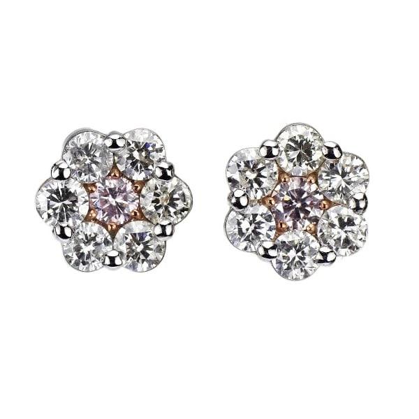 BRAND NEW PT900 NATURAL PINK DIAMOND EARRINGS (1 of 2)