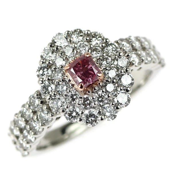 RARE PT900/K18PG NATURAL VIVID PINK DIAMOND RING: rare PT900/K18pg natural vivid pink diamond ring Brand: None Type/Style: Ring Material: Metal Purity 900, Metal Platinum, Main Stone/Creation Natural Color: None Size: 5.5 - 5.75 US 