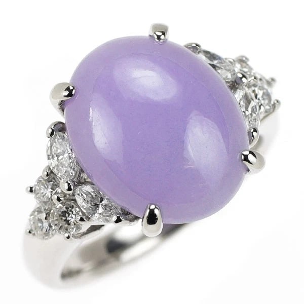 PT900 LAVENDER JADE DIAMOND RING (1 of 2)