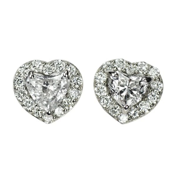 BRAND NEW PT950/ PT900 HEART SHAPE DIAMOND EARRINGS: Brand New Pt950/ Pt900 Heart Shape Diamond Earrings Brand: None Type/Style: piercing Material: Metal Purity 900, Metal Platinum, Main Stone/Creation Natural Color: None Size: