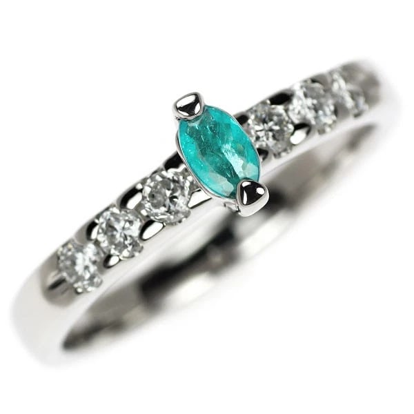 PT900 PARAIBA TOURMALINE DIAMOND RING: Pt900 Paraiba tourmaline diamond ring Brand: None Type/Style: Ring Material: Metal Purity 900, Metal Platinum, Main Stone/Creation tourmaline Color: Platinum Size: 5.5 - 5.75 US Accessories: