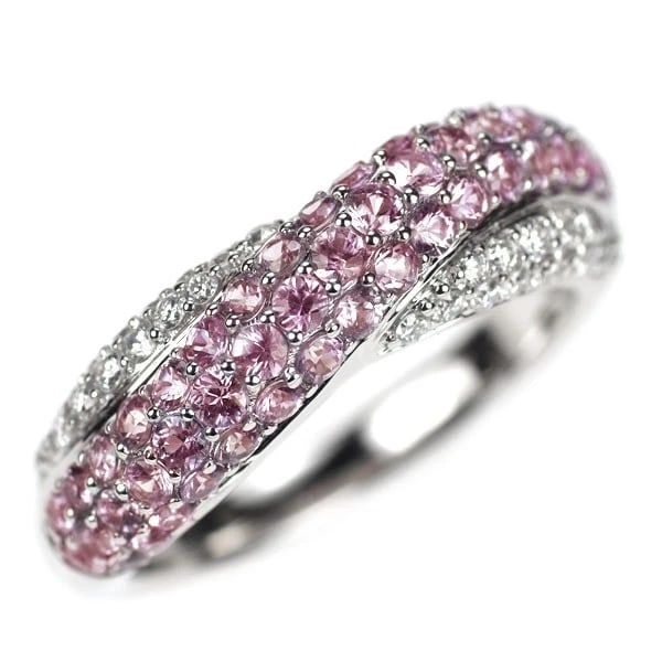 K18WG PINK SAPPHIRE DIAMOND RING: K18WG pink sapphire diamond ring Brand: None Type/Style: Ring Material: Metal Purity K18, Metal Gold, Main Stone/Creation sapphires Color: None Size: 6.25 - 6.5 US Accessories: None Access