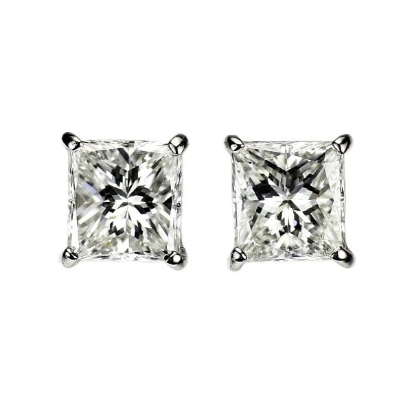 BRAND NEW PT900 PRINCESS CUT DIAMOND EARRINGS: Brand New Pt900 Princess Cut Diamond Earrings Brand: None Type/Style: piercing Material: Metal Purity 900, Metal Platinum, Main Stone/Creation Natural Color: None Size: