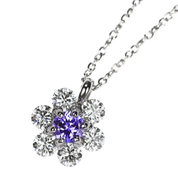 PT900/ PT850 TANZANITE DIAMOND PENDANT NECKLACE: Pt900/ Pt850 Tanzanite Diamond Pendant Necklace Brand: None Type/Style: Pendant Necklace Material: Metal Purity 850, Metal Platinum, Main Stone/Creation tanzanite Color: None Size: Necklace: