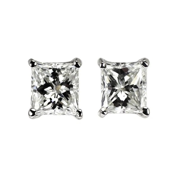 BRAND NEW PT900 PRINCESS CUT DIAMOND EARRINGS: Brand New Pt900 Princess Cut Diamond Earrings Brand: None Type/Style: piercing Material: Metal Purity 900, Metal Platinum, Main Stone/Creation Natural Color: None Size: