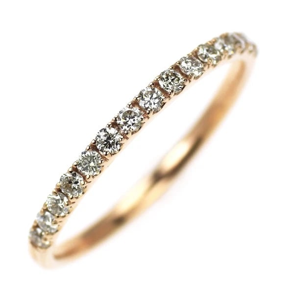 K18PG DIAMOND RING HALF ETERNITY: K18PG Diamond Ring Half Eternity Brand: None Type/Style: Ring Material: Metal Purity K18, Metal Gold, Main Stone/Creation Natural Color: None Size: 6.25 - 6.5 US Accessories: None Accessor