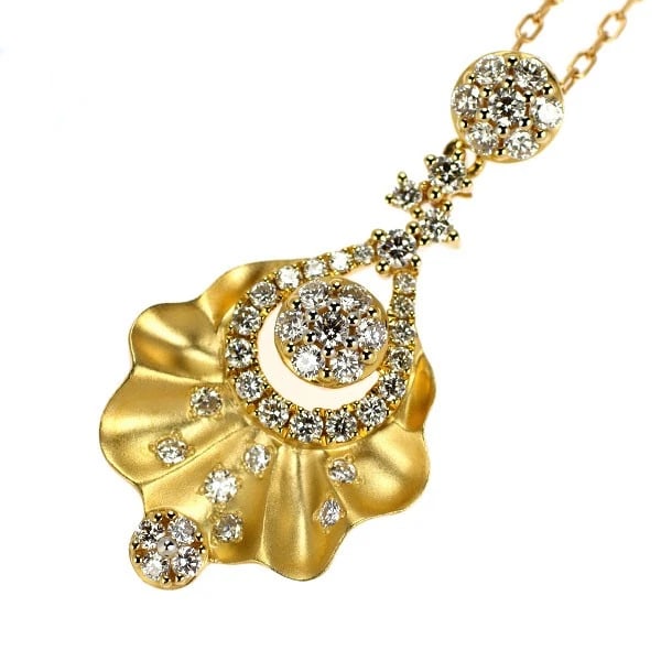 K18YG DIAMOND PENDANT NECKLACE: K18YG Diamond Pendant Necklace Brand: None Type/Style: Pendant Necklace Material: Metal Purity K18, Metal Gold, Main Stone/Creation Natural Color: Yellow Gold Size: