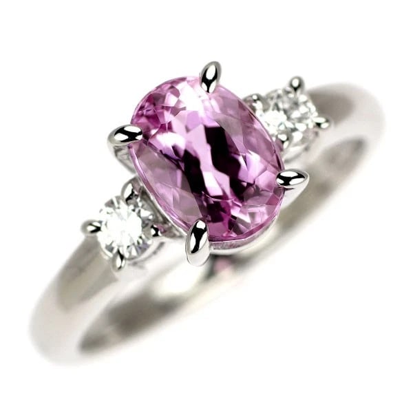 RARE PT900 PINK IMPERIAL TOPAZ DIAMOND RING: Rare Pt900 Pink Imperial Topaz Diamond Ring Brand: None Type/Style: Ring Material: Metal Purity 900, Metal Platinum, Main Stone/Creation Topaz Color: Platinum Size: 3.75 US Accessories: None