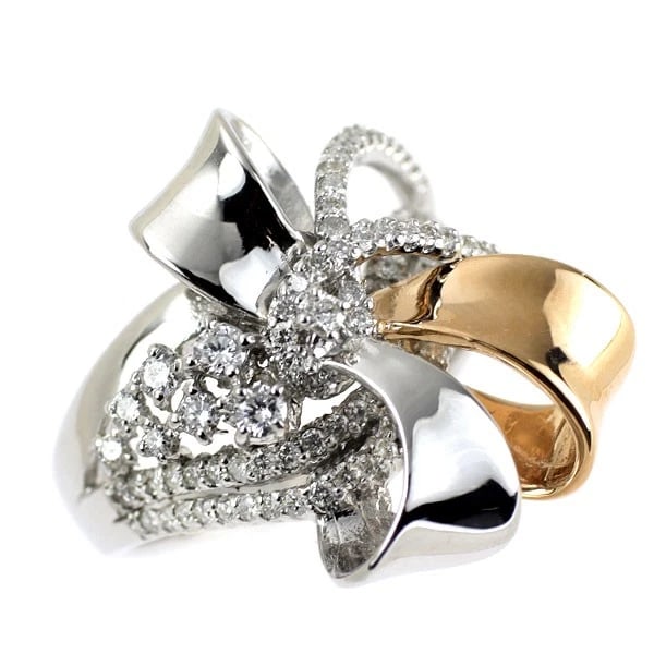 K18WG/PG DIAMOND RING: K18WG/PG diamond ring Brand: None Type/Style: Ring Material: Metal Purity K18, Metal Gold, Main Stone/Creation Natural Color: None Size: 6 US Accessories: None Accessories Notice: When