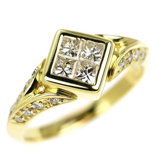 K18YG DIAMOND RING: K18YG DIAMOND RING Brand: None Type/Style: Ring Material: Metal Purity K18, Metal Gold, Main Stone/Creation Natural Color: Yellow Gold Size: 7.25 US Accessories: None Accessories Notice: W