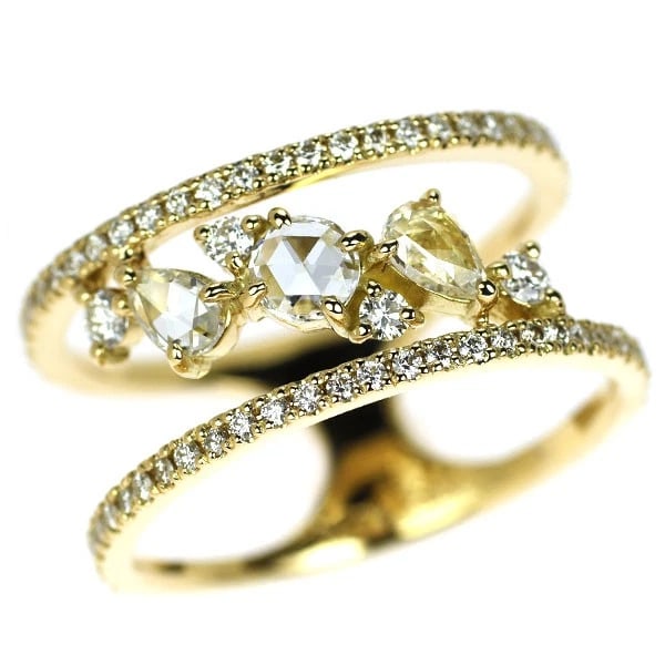 K18YG ROSE CUT/ROUND BRILLIANT DIAMOND RING (1 of 2)