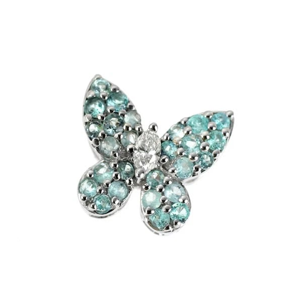 K18WG PARAIBA TOURMALINE DIAMOND PENDANT TOP: K18WG Paraiba Tourmaline Diamond Pendant Top Brand: None Type/Style: pendant top Material: Metal Purity K18, Metal Gold, Main Stone/Creation tourmaline Color: White Gold Size: Length/Width/Diamete