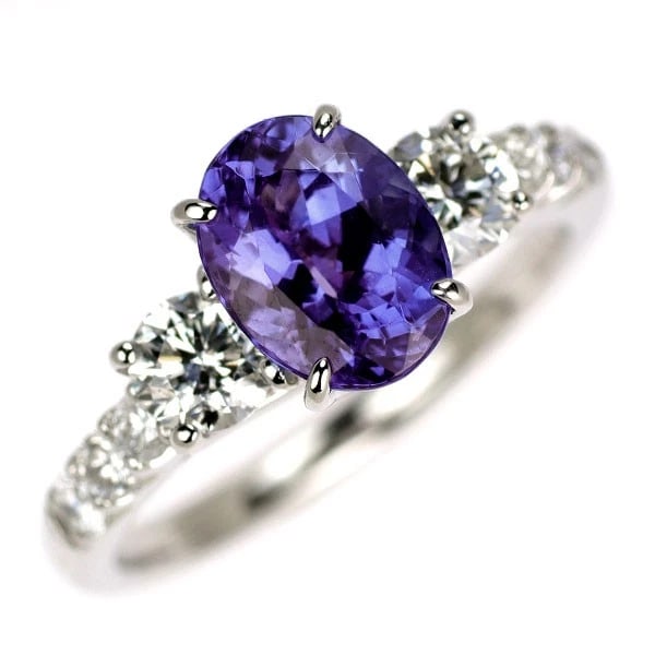 PT900 OVAL TANZANITE DIAMOND RING: Pt900 Oval Tanzanite Diamond Ring Brand: None Type/Style: Ring Material: Metal Purity 900, Metal Platinum, Main Stone/Creation tanzanite Color: None Size: 4.5 US Accessories: None Accessories