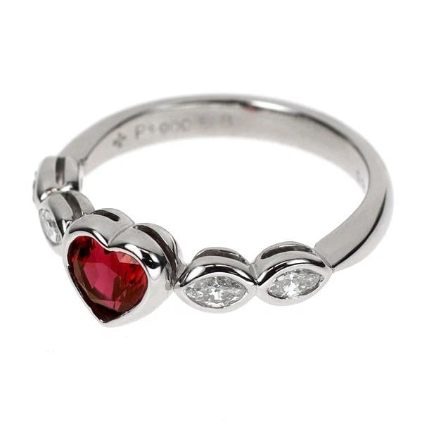 SOUTHERN CROSS PT900 HEART SHAPE RUBY DIAMOND RING - 2