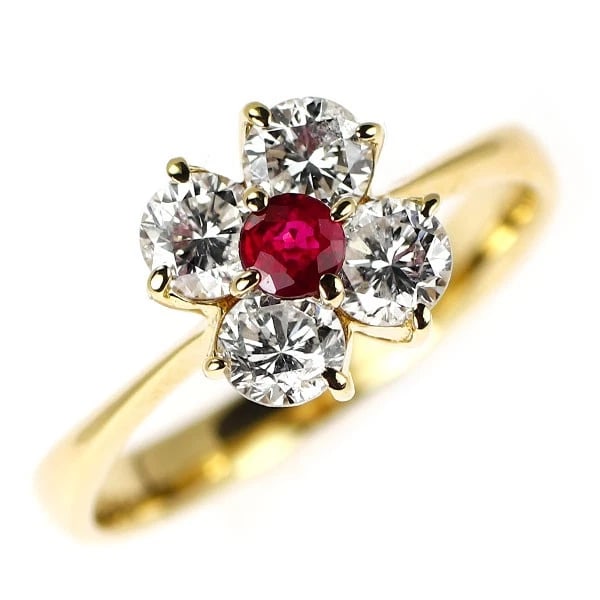 K18YG RUBY DIAMOND RING: K18YG Ruby Diamond Ring Brand: None Type/Style: Ring Material: Metal Purity None, Metal K18YG, Main Stone/Creation Ruby Color: Yellow Gold Size: 4.5 US Accessories: None Accessories Notice