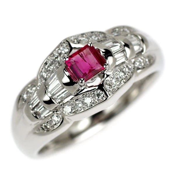 RARE PT900 RED BERYL DIAMOND RING (1 of 2)