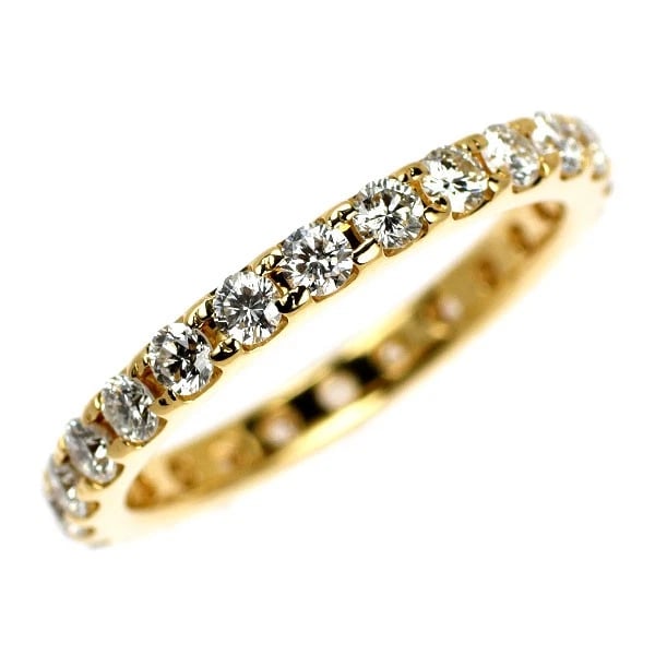 K18YG FULL ETERNITY DIAMOND RING: K18YG full eternity diamond ring Brand: None Type/Style: Ring Material: Metal Purity K18, Metal Gold, Main Stone/Creation Natural Color: None Size: 6 US Accessories: None Accessories Notic