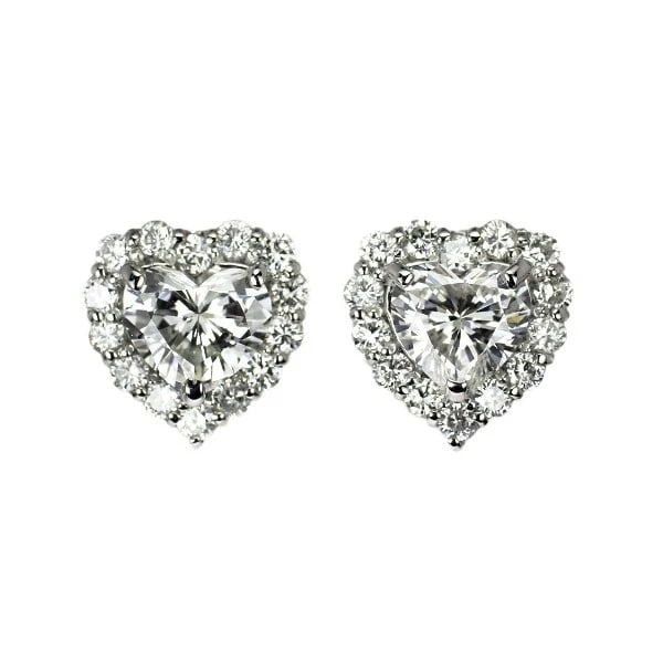 BRAND NEW PT900 HEART SHAPE DIAMOND EARRINGS: Brand New Pt900 Heart Shape Diamond Earrings Brand: None Type/Style: piercing Material: Metal Purity 900, Metal Platinum, Main Stone/Creation Natural Color: None Size: Length/Width/Diameter9.1