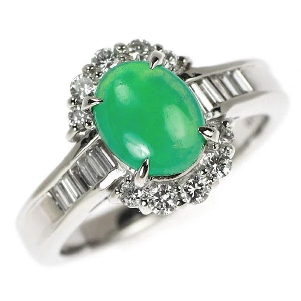 PT900 JADE DIAMOND RING: Pt900 jade diamond ring Brand: None Type/Style: Ring Material: Metal Purity 900, Metal Platinum, Main Stone/Creation jade/jade Color: None Size: 6.25 - 6.5 US Accessories: None Accessories