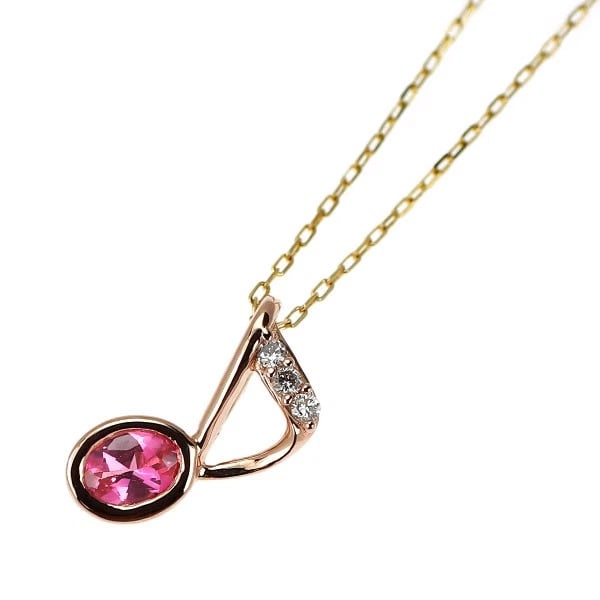 K18YG HOT PINK SPINEL DIAMOND PENDANT NECKLACE: K18YG Hot Pink Spinel Diamond Pendant Necklace Brand: None Type/Style: Pendant Necklace Material: Metal Purity K18, Metal Gold, Main Stone/Creation None Color: None Size: