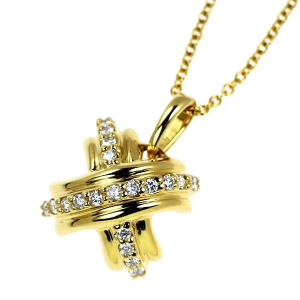 TIFFANY & CO K18YG DIAMOND PENDANT NECKLACE: Tiffany & Co K18YG Diamond Pendant Necklace Brand: Tiffany Type/Style: Pendant Necklace Material: Metal Purity None, Metal K18YG, Main Stone/Creation Natural Color: None Size: Necklace: Chain