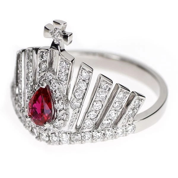PT900 RUBY DIAMOND RING - 2
