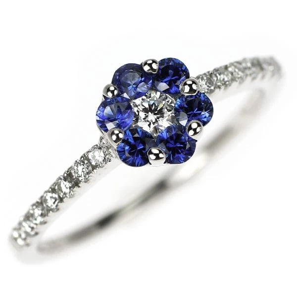K18WG SAPPHIRE DIAMOND RING: K18WG Sapphire Diamond Ring Brand: None Type/Style: Ring Material: Metal Purity K18, Metal Gold, Main Stone/Creation sapphires Color: White Gold Size: 6 US Accessories: None Accessories