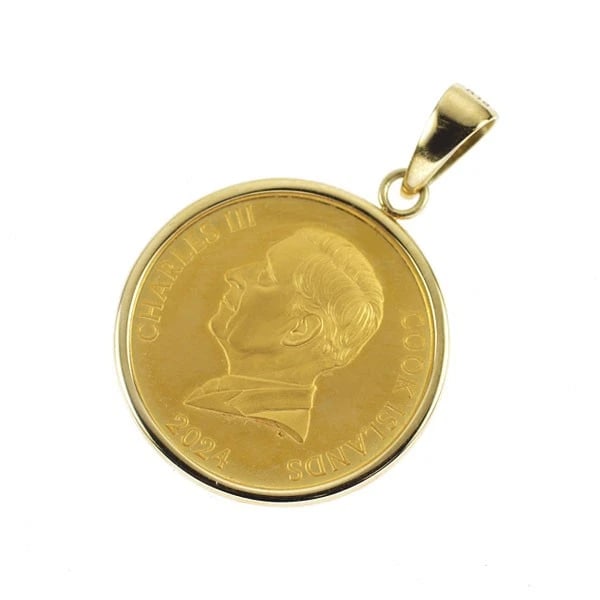 K18YG/ K24 PENDANT TOP COIN (1 of 2)