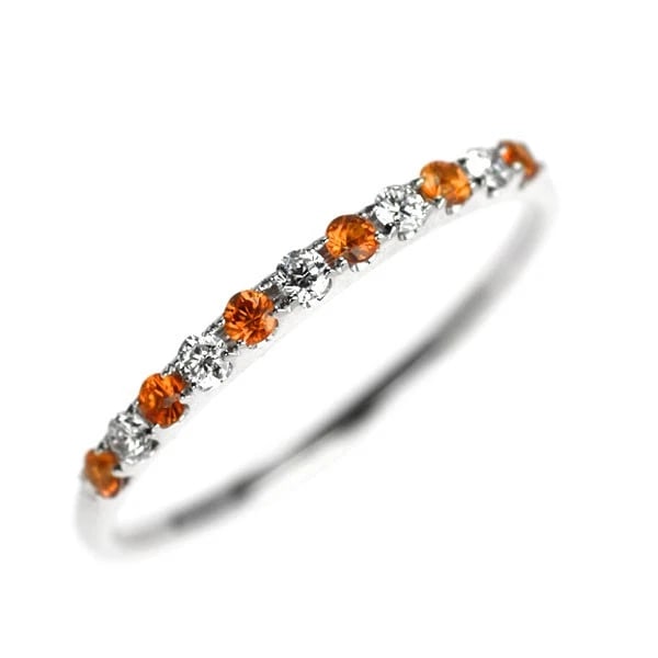 K18WG ORANGE SAPPHIRE DIAMOND RING: K18WG orange sapphire diamond ring Brand: None Type/Style: Ring Material: Metal Purity K18, Metal Gold, Main Stone/Creation sapphires Color: None Size: 6 US Accessories: None Accessories