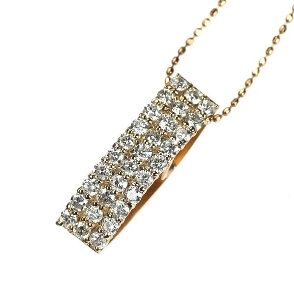 K18PG DIAMOND PENDANT NECKLACE: K18PG Diamond Pendant Necklace Brand: None Type/Style: Pendant Necklace Material: Metal Purity K18, Metal Gold, Main Stone/Creation Natural Color: None Size: Necklace: Chain Length ?46 