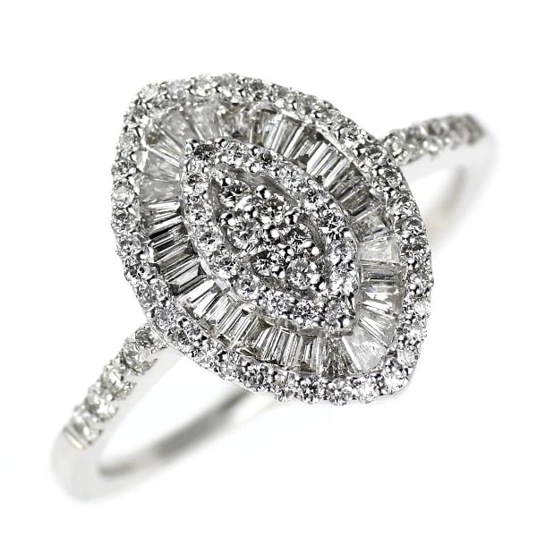 K18WG DIAMOND RING: K18WG diamond ring Brand: None Type/Style: Ring Material: Metal Purity K18, Metal Gold, Main Stone/Creation Natural Color: White Gold Size: 6.75 - 7 US Accessories: None Accessories Notice