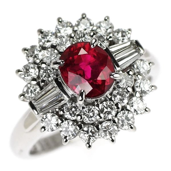 GINZA MIWA PT900 RUBY DIAMOND RING: Ginza Miwa Pt900 Ruby Diamond Ring Brand: None Type/Style: Ring Material: Metal Purity 900, Metal Platinum, Main Stone/Creation Ruby Color: Platinum Size: 6.25 - 6.5 US Accessories: None