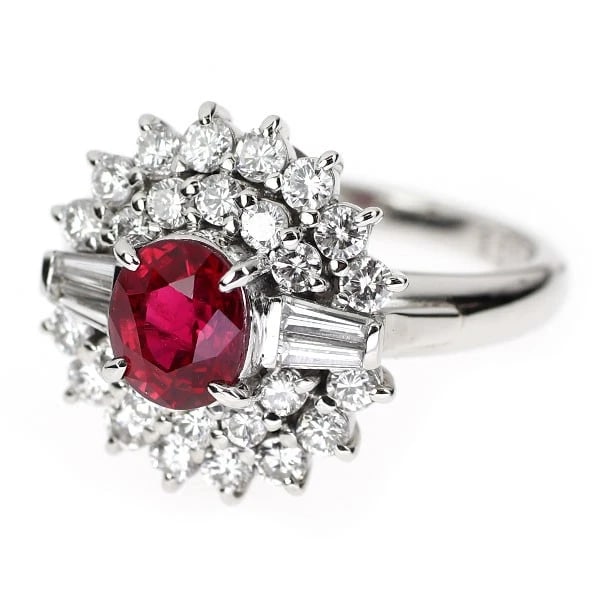 GINZA MIWA PT900 RUBY DIAMOND RING - 2